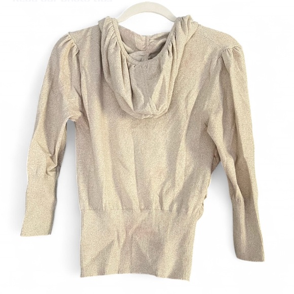 Express Gold Ruched Zip Up Top - Picture 2 of 6